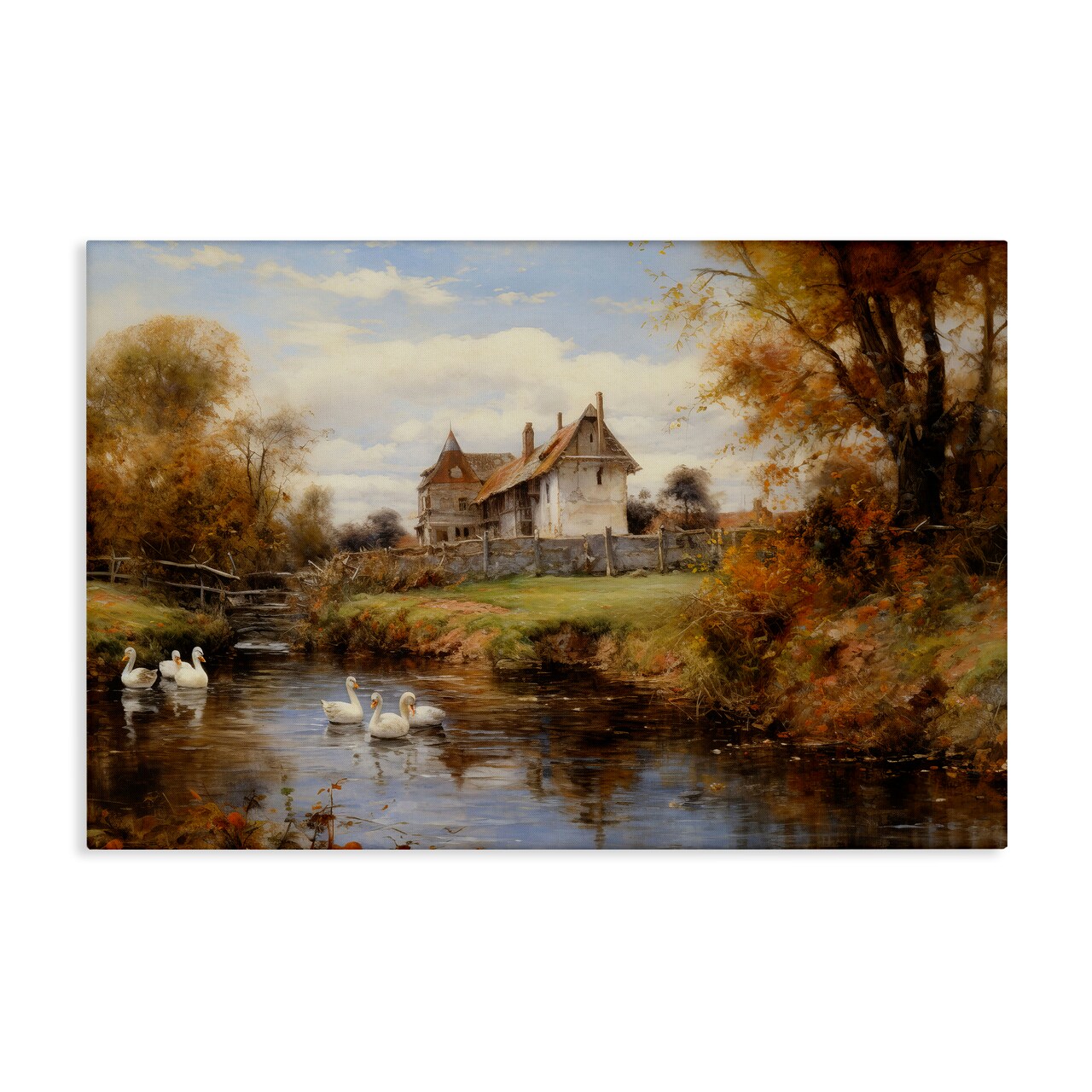 Stupell Industries Ducks in Cottage River Canvas Wall Art Design by Petal Prints Design